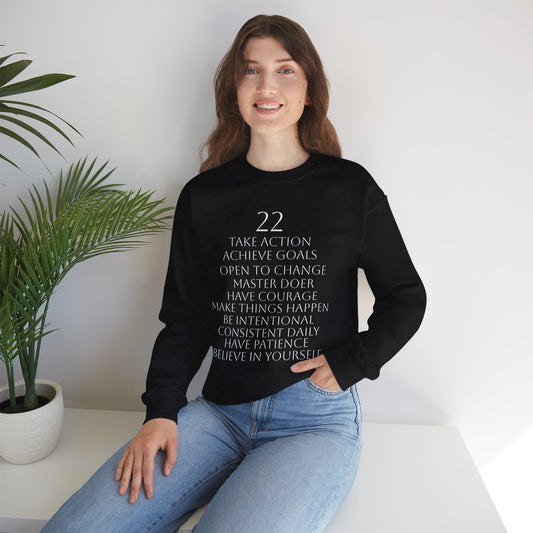 Numerology Master Number 22 Sweatshirt *White Text*